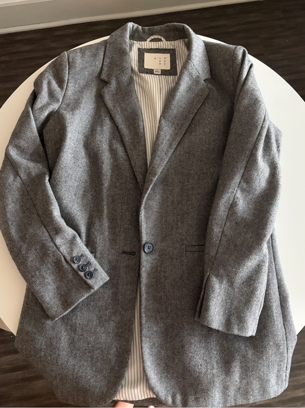 Women’s Gray Herringbone Blazer - Classic Tailored Jacket